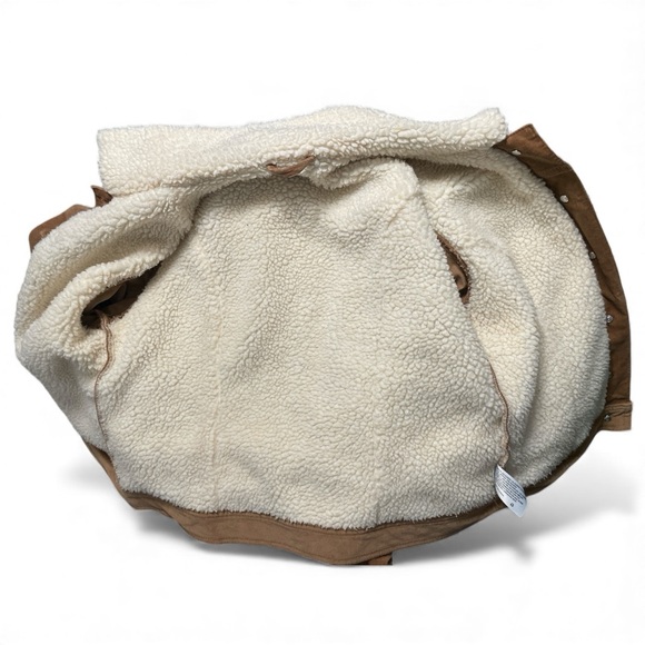 Corduroy Faux Sherpa Lined Trucker Jacket Tan Cozy Women’s Medium - Picture 7 of 9